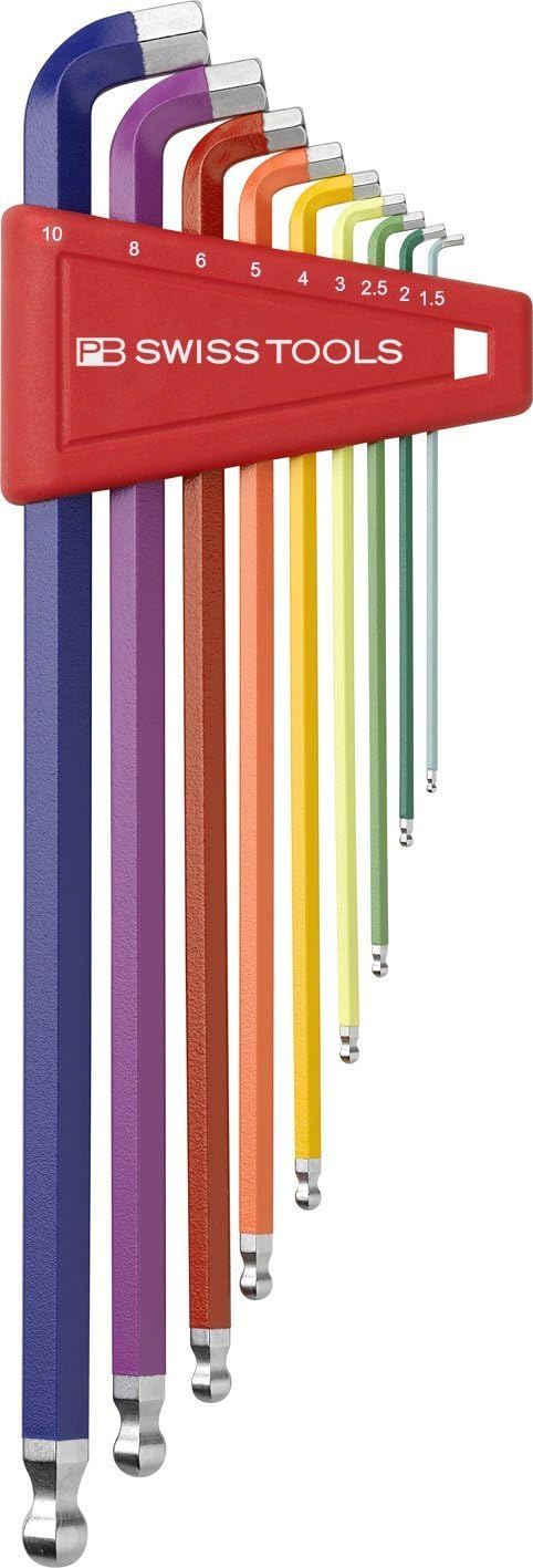 PB Swiss PB 2212.LH-10 RB - Rainbow Hex Key L-Wrenches with Ball Point and Short Key Part