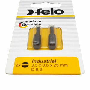 Felo 02031036 Slotted 3.5 x 0.6 x 25 mm Bits - 2 Pieces