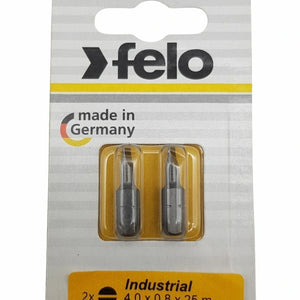 Felo 02041036 Slotted 4.0 x 0.8 x 25 mm Bits - 2 Pieces