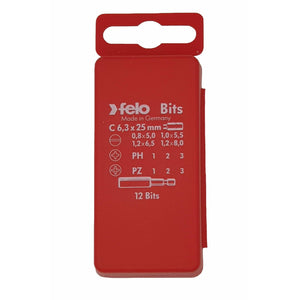 Felo 02091016 Profi Bit Box 13 Bits x 25 mm, Slotted/Phillips/Pozidriv + Bitholder