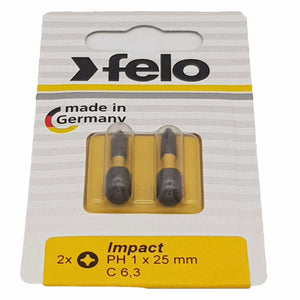 Felo 02201241 Phillips #1 x 25 mm Impact Bit - 2 Pieces