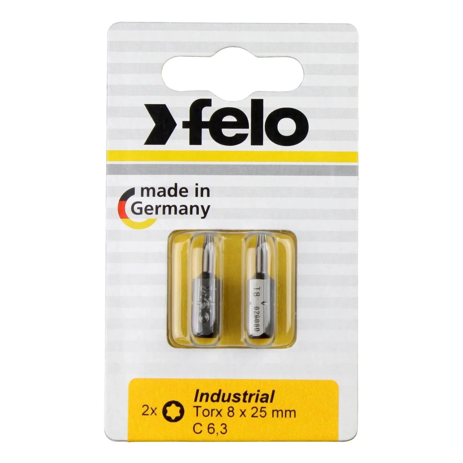 Felo 02608036 Torx T8 x 25 mm Bits - 2 Pieces