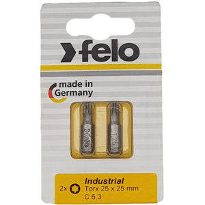 Felo 02625036 Torx T25 x 25 mm Bits - 2 Pieces