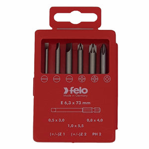 Felo 03192716 Bit set SL/Z +/- Industrial 70 mm in case, 6 pcs