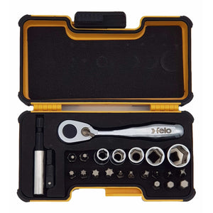 Felo 05772306 XS Strongbox 1/4" Drive Bit Ratchet Set, 23 Pieces