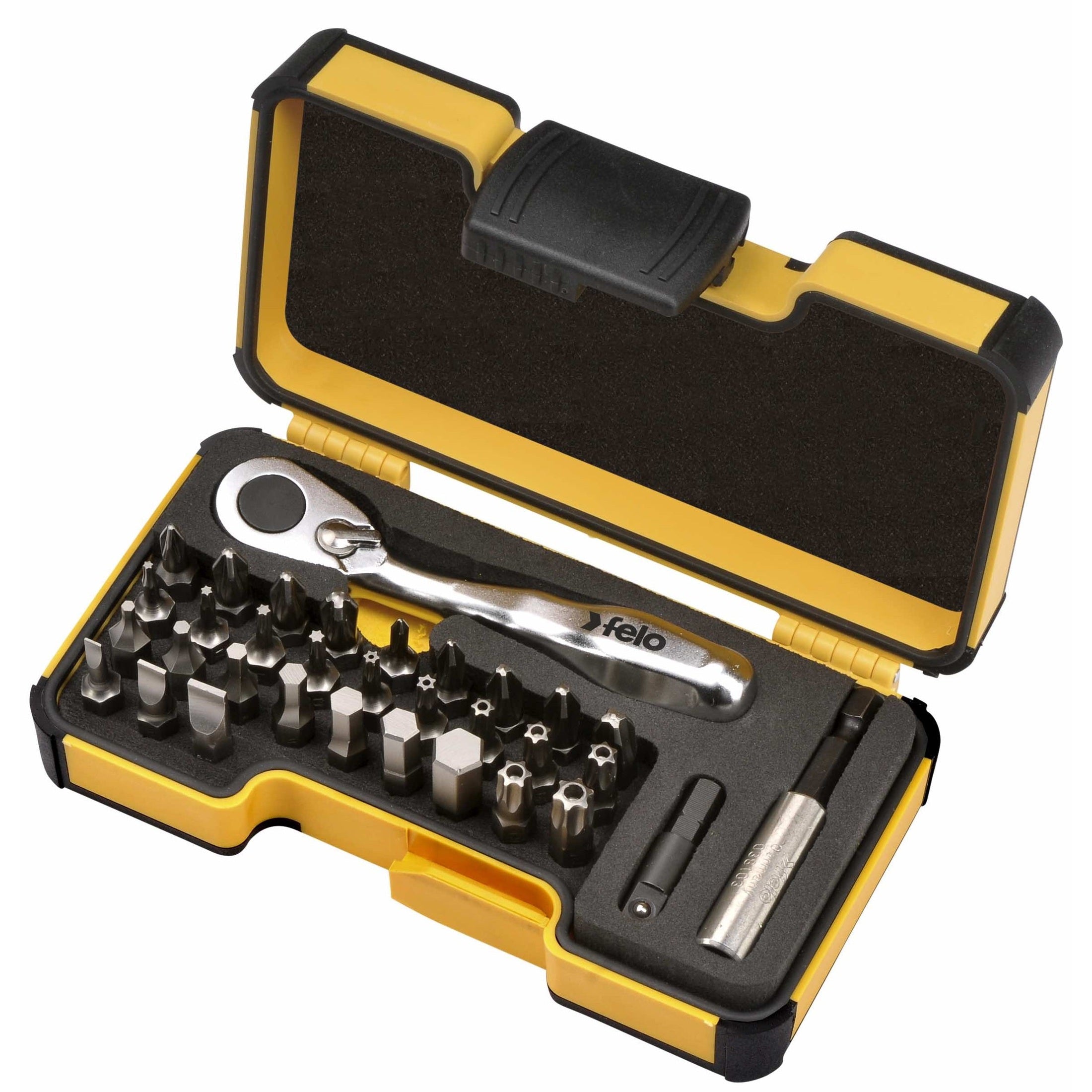 Felo 05773306 XS Box SL, Hex, PH, PZ, TX Bits Mini Ratchet, Bit Holder - 33 piece