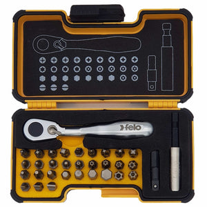 Felo 05773306 XS Box SL, Hex, PH, PZ, TX Bits Mini Ratchet, Bit Holder - 33 piece