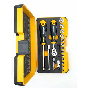 Felo 05781906 R-GO Box Sockets, Ergonic Ratchet, Metric - 19pc