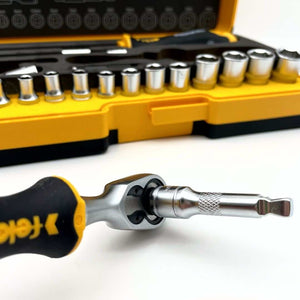 Felo 05781906 R-GO Box Sockets, Ergonic Ratchet, Metric - 19pc