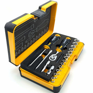 Felo 05781906 R-GO Box Sockets, Ergonic Ratchet, Metric - 19pc