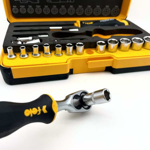 Felo 05781906 R-GO Box Sockets, Ergonic Ratchet, Metric - 19pc