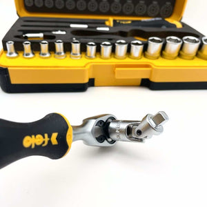 Felo 05781906 R-GO Box Sockets, Ergonic Ratchet, Metric - 19pc