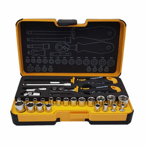 Felo 05782706 R-GO Box Sockets, Ergonic Ratchet, Inch/Metric - 27pc