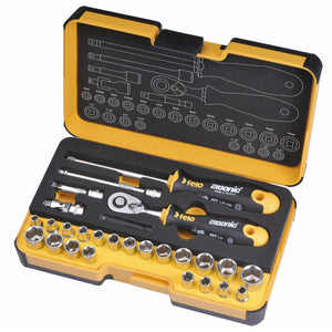 Felo 05782706 R-GO Box Sockets, Ergonic Ratchet, Inch/Metric - 27pc