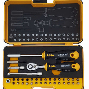 Felo 05783606 R-GO Box SL, Hex, PH, PZ, TX, SQ Bits Ratchet, Bit Holder - 36 pc