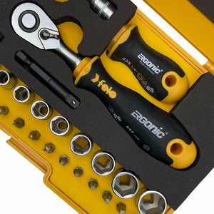 Felo 05783656 R-GO XL Box Sockets, Bits Ergonic Ratchet - 36 piece