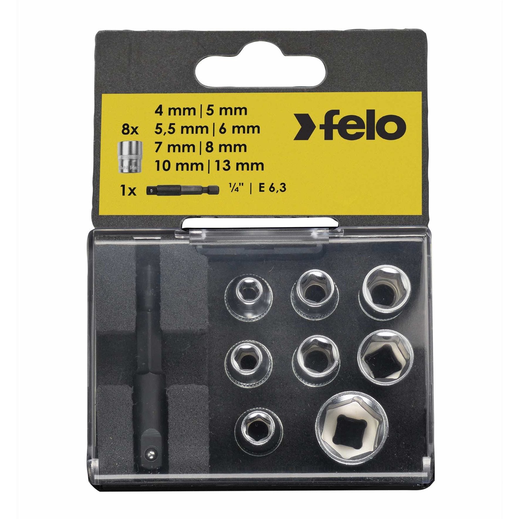 Felo 05798106 - 1/4" Drive Nut Box with 8 Metric Sockets & Adapter-Liger Tools