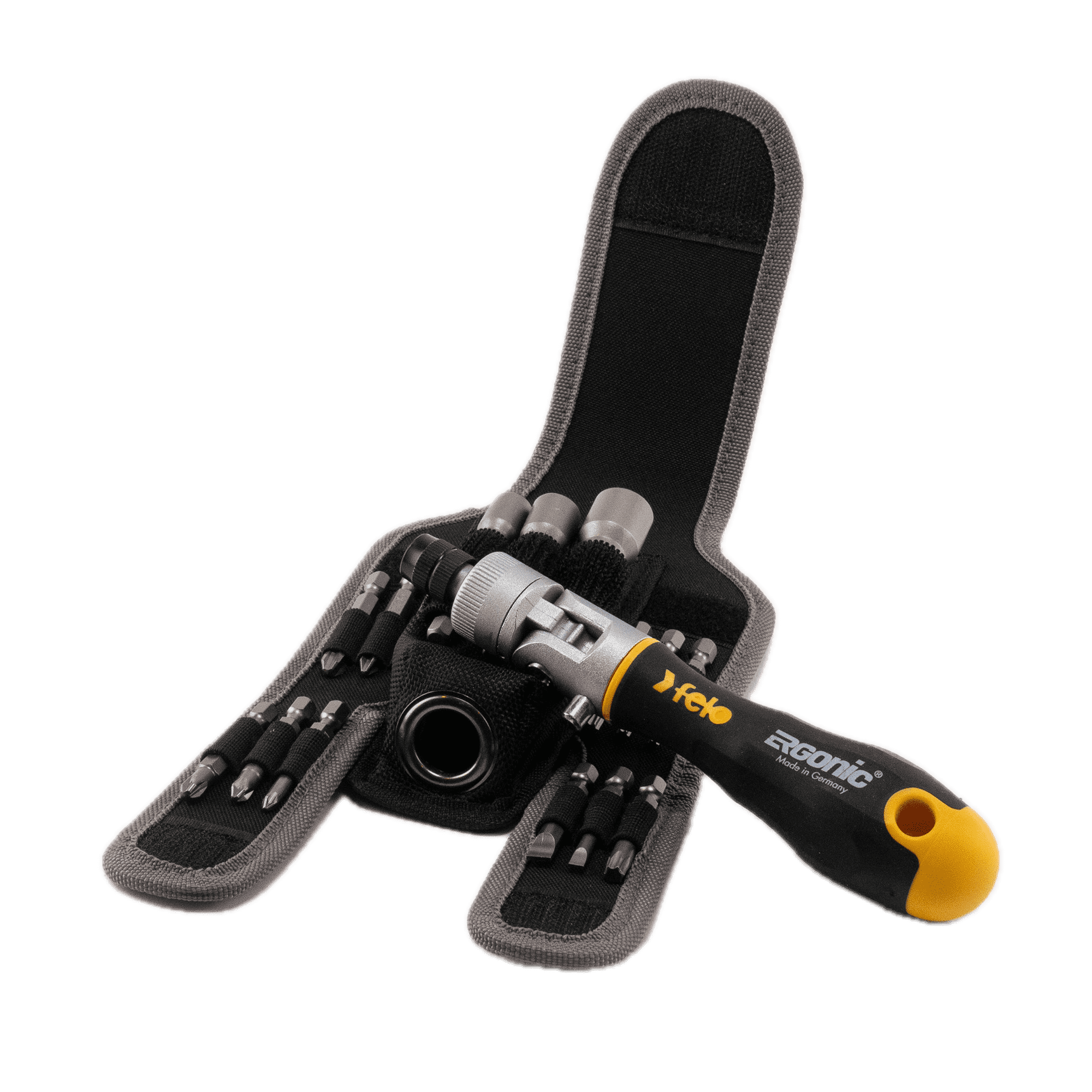 Felo 06071604 Ergonic K Handle Ratcheting Screwdriver Pouch Set, 16 Pieces-Liger Tools
