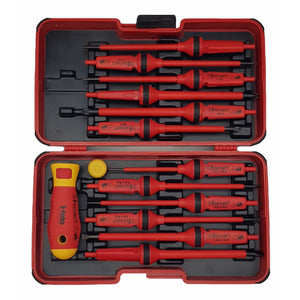 Felo 06391306 E-Smart 14 Piece Set - Slotted, Phillips, Pozidriv, Torx Tip Insulated Blades with 2 Handles