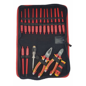 Felo 06391904 Set of dielectric rods, E-SMART handles, side cutters and pliers with a screwdriver network tester in a bag, 19 pcs