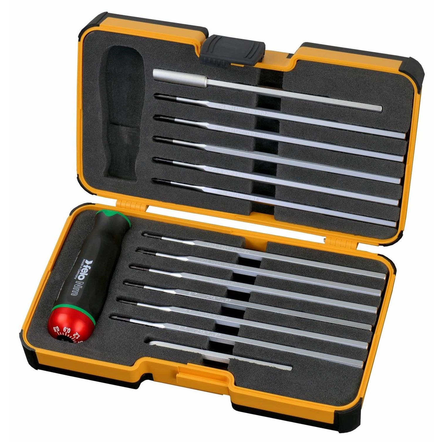 Felo 10099116 Screwdriver With Adjustable Torque NM Series 0.6-1.5 Nm & Attachments, 12 Pcs-Liger Tools