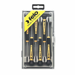 Felo 24396166 Precision Screwdriver Set, Slotted, Phillips, Pentalobe, Y-type, 6 Pieces