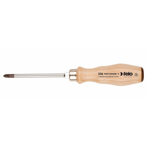 Felo 33595298 Wood Handle Slotted & Pozidriv Screwdriver Set, 5 Pieces