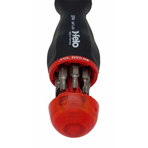 Felo 37420405 Magazine Handle Ratcheting Bitholder, SL/PZ/PH/Torx, 181 mm, 8 Pieces