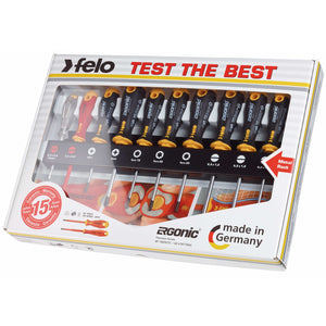 Felo 40091013 Ergonic Screwdriver Set, Dielectric Screwdriver and Voltage Tester Screwdriver 10 pcs