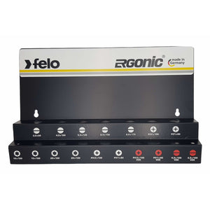 Felo 40091743 Set of SL/PZ/PH/Tx Ergonic and VDE screwdrivers on a steel stand, 17 pcs