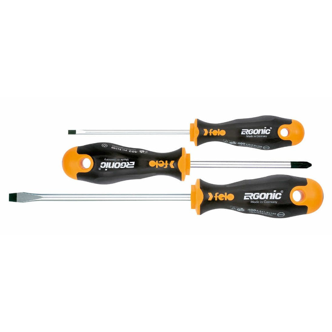 Felo 40093118 Ergonic 3 Piece Slotted & Phillips Screwdriver Set-Liger Tools