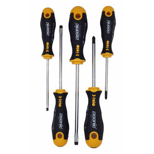 Felo 40095318 Ergonic Slotted/Pozidriv Screwdriver Set, 5 Pieces