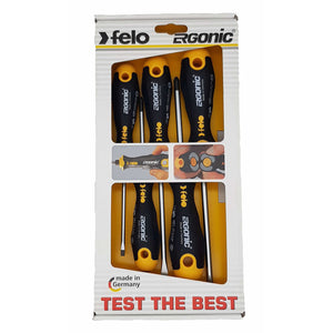 Felo 40095318 Ergonic Slotted/Pozidriv Screwdriver Set, 5 Pieces