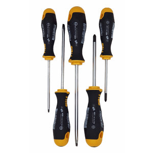 Felo 40095318 Ergonic Slotted/Pozidriv Screwdriver Set, 5 Pieces