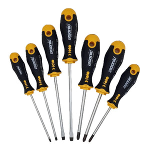 Felo 40097118 Ergonomic 7 Piece Slotted, Pozidriv, and Phillips