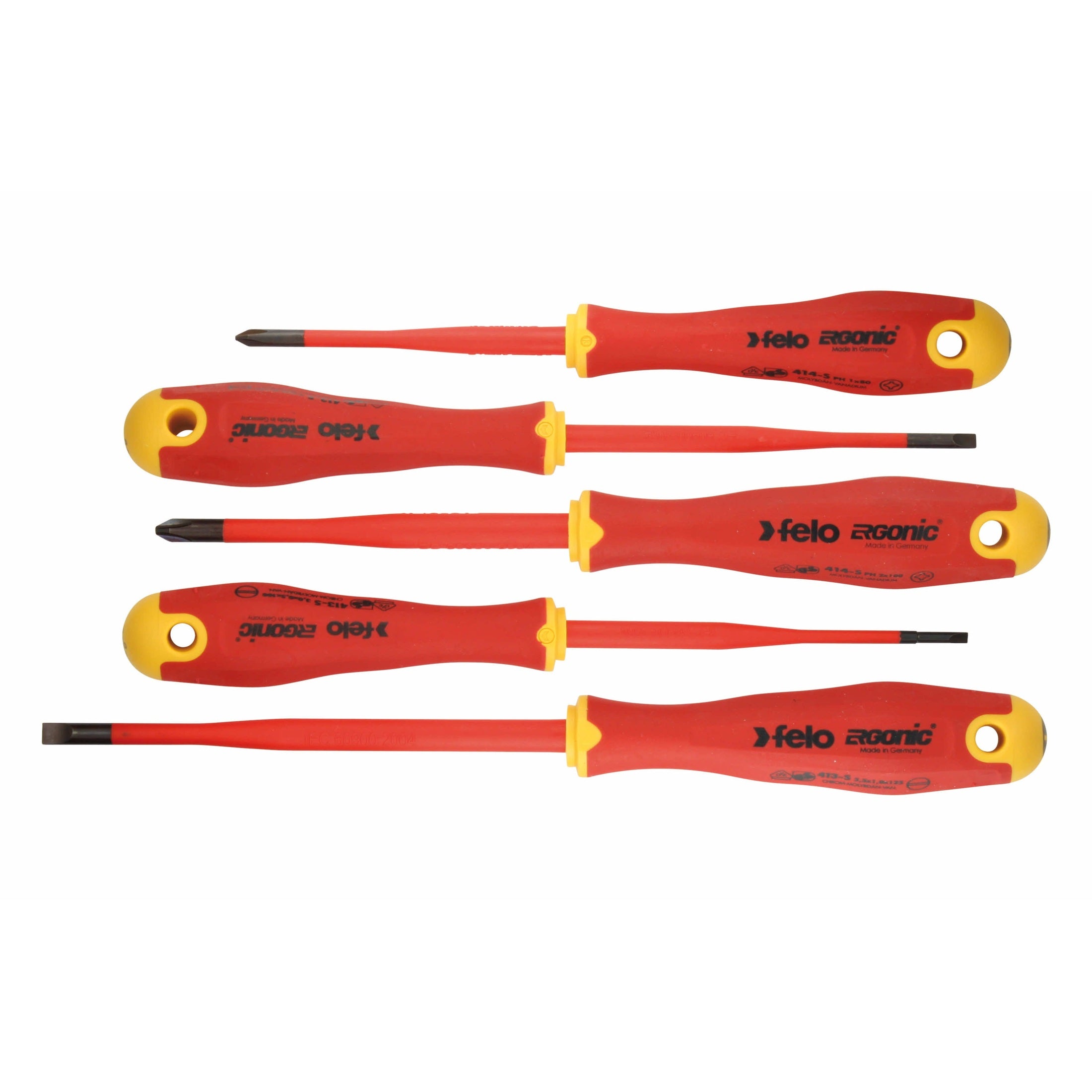 Felo 41385198 E-slim Insulated 5 Piece Slotted & Phillips Screwdriver Set-Liger Tools
