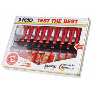 Felo 41391093 Set of dielectric screwdrivers SL/PH/PZ/Tx E-Slim Ergonic on a steel stand, 10 pcs