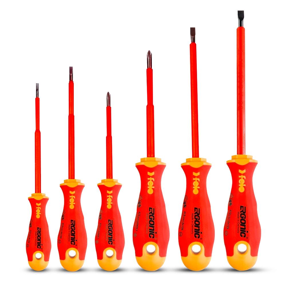 Felo 41396198 Ergonic Insulated 6 Piece Slotted & Phillips Screwdriver Set-Liger Tools