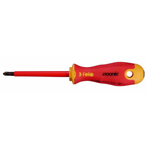 Felo 41520390 Ergonic VDE Insulated Pozidriv Screwdriver, PZ 2 x 100