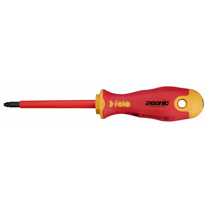 Felo 41720390 VDE Insulated Pozidriv-Slotted Plus-Minus #2 Ergonic Screwdriver, 100 mm