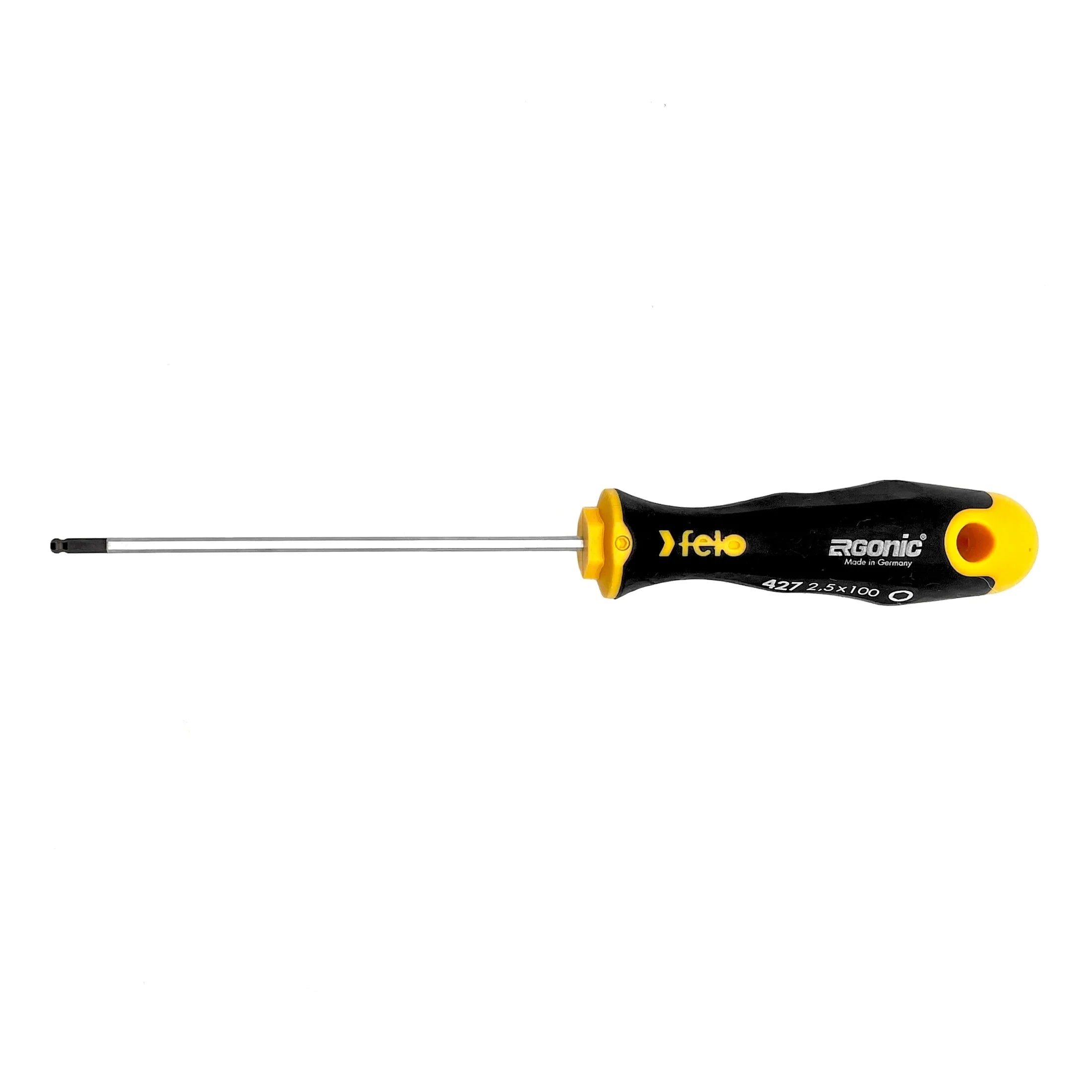 Felo 42725340 Ergonic Ball End Hex Screwdriver, 2,5 mm x 100 mm