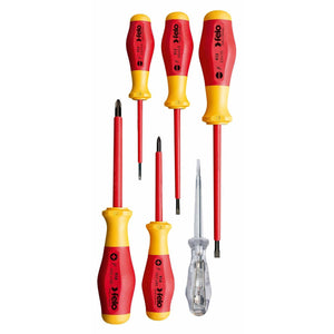 Felo 91396198 VDE Insulated No. 9 Slotted/Phillips Screwdriver Set, 6 Pieces