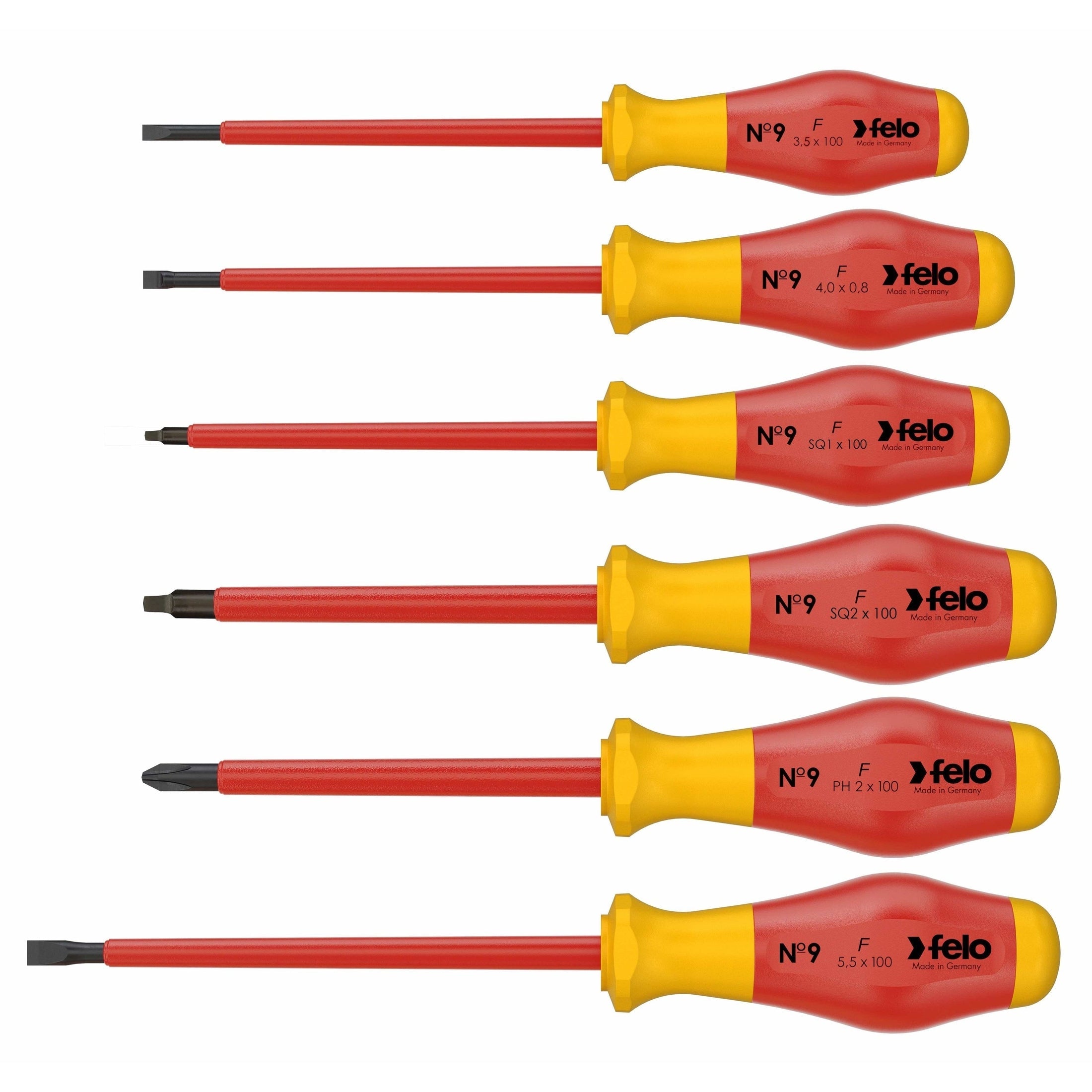 Felo 91396298 Set of Dielectric Screwdrivers SL/PH/SQ, 6 pcs-Liger Tools