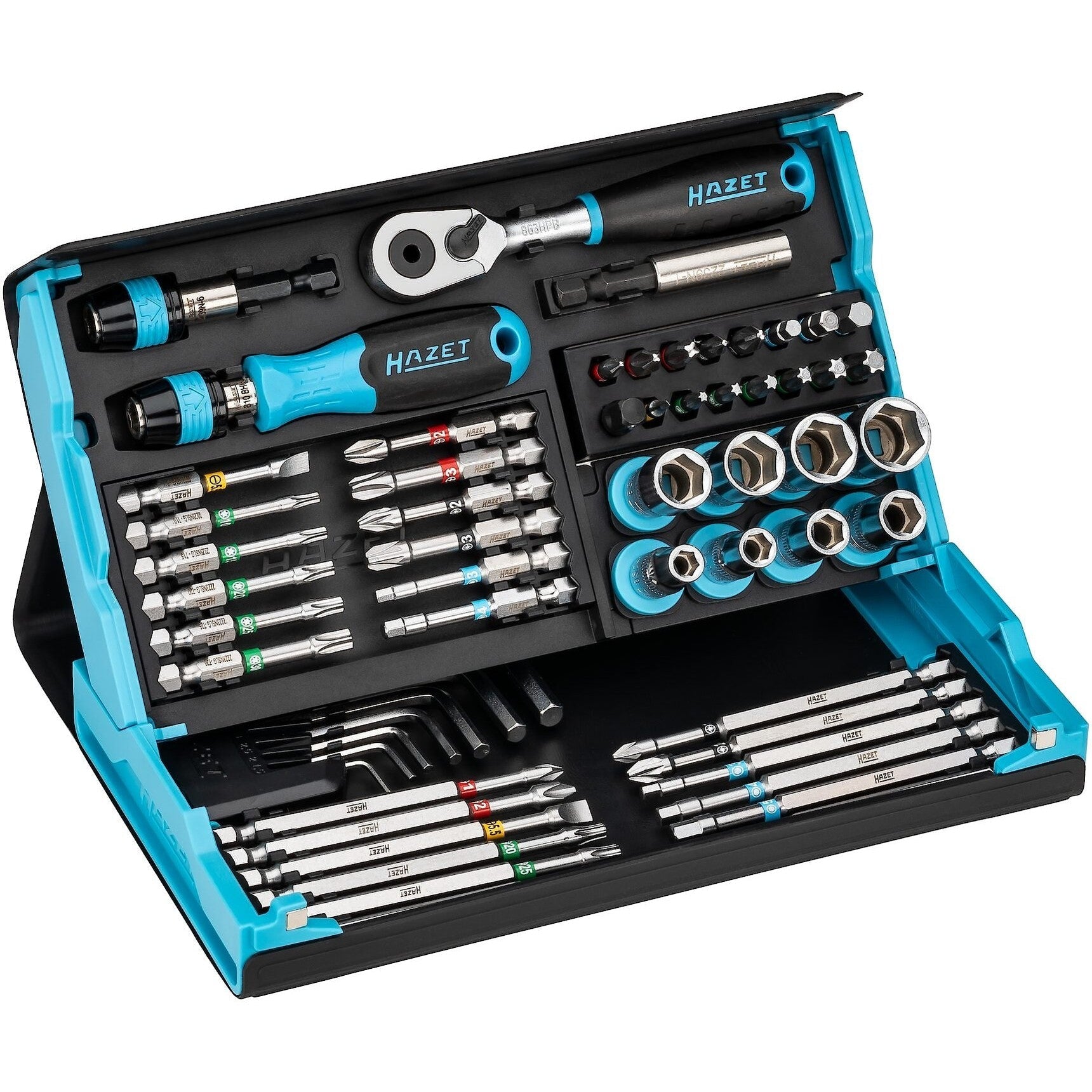 Hazet 2200SC-32 SmartCase Bit/Socket Set with Ratchet, 1/4" Drive, 59 Pieces