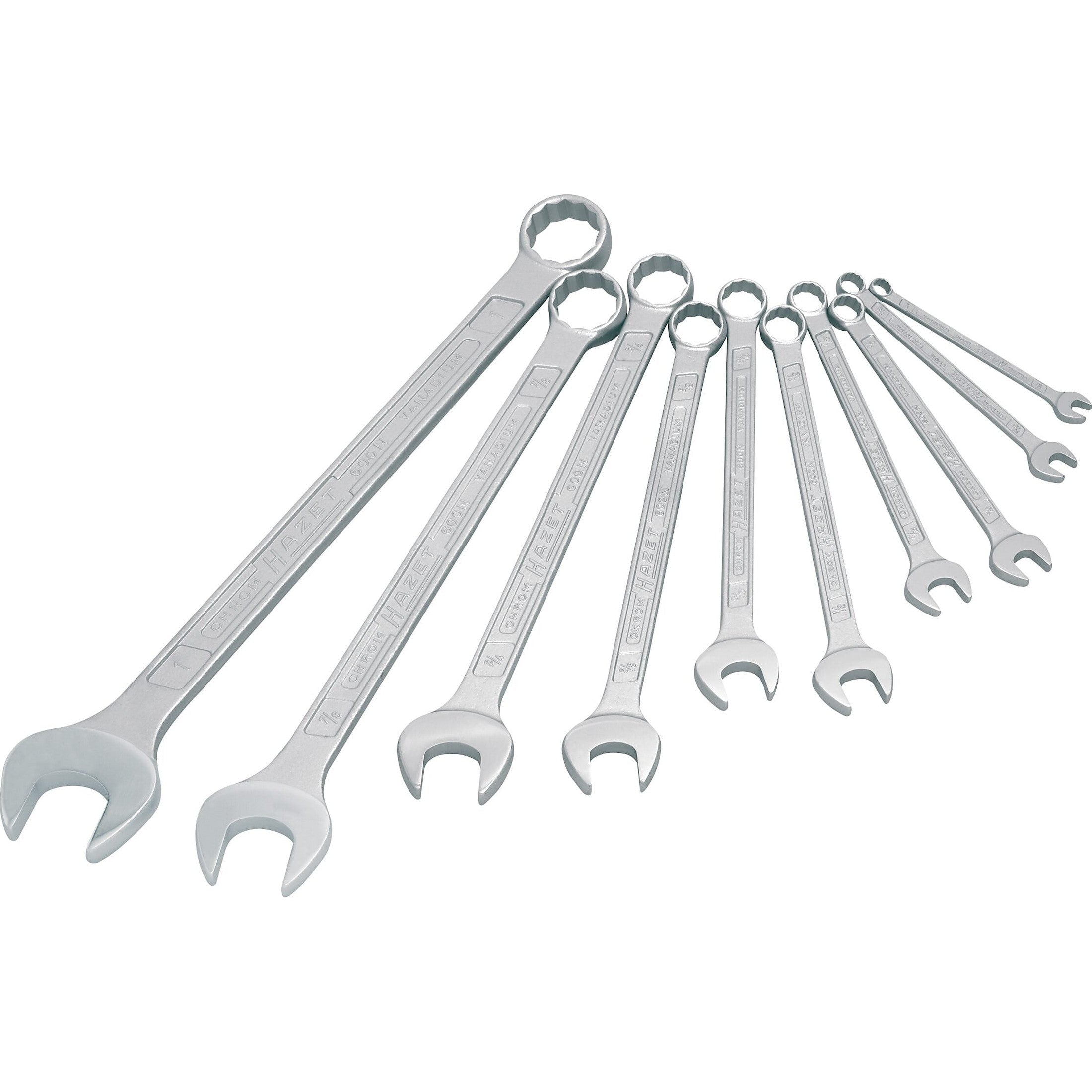 Hazet 600NA/10 12 Point Combination Wrench Set 10 pc SAE