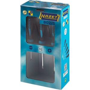 Hazet 802/5 5 Pc Hexanamic Premium Screwdriver Set - Slotted and Phillips