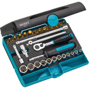 Hazet 854 1/4" 30 Pc Socket and Bit Titanium-Nitride Set