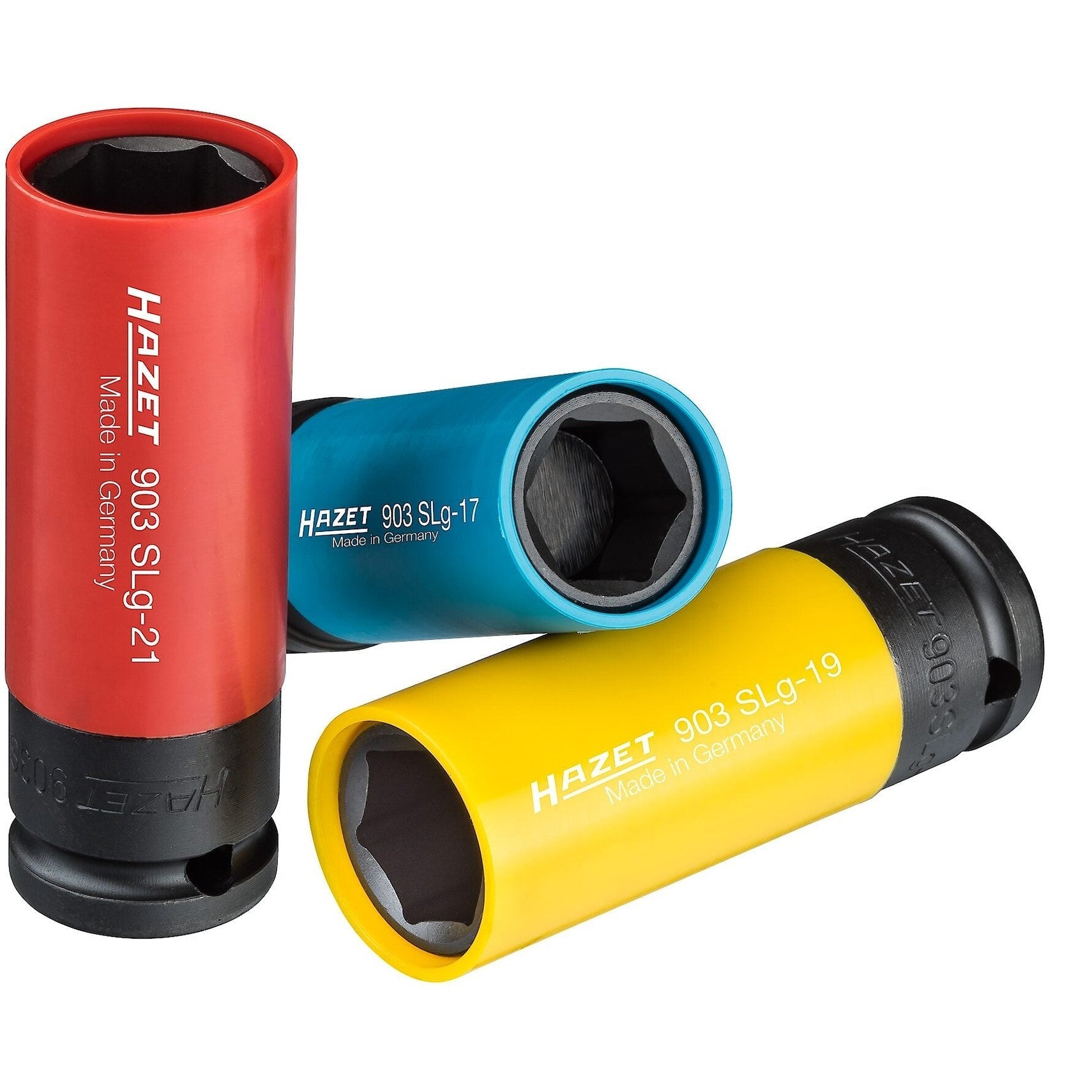Hazet 903SPC/3 - 17, 19, 21mm x 1/2" Lug Nut Impact Socket with Plastic Sleeve Set-Liger Tools