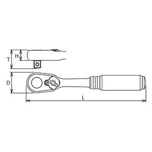 Koken 2725Z-3/8 - 3/8" Sq Drive Ratchet 72 teeth 114mm Length - Z-series