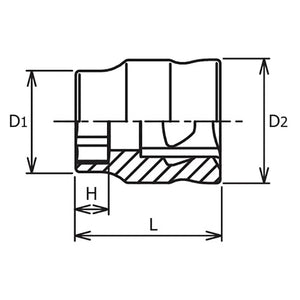 Koken 3400MZ-10 - 3/8" Sq Drive 6-Point Z-Series Metric Chrome Socket